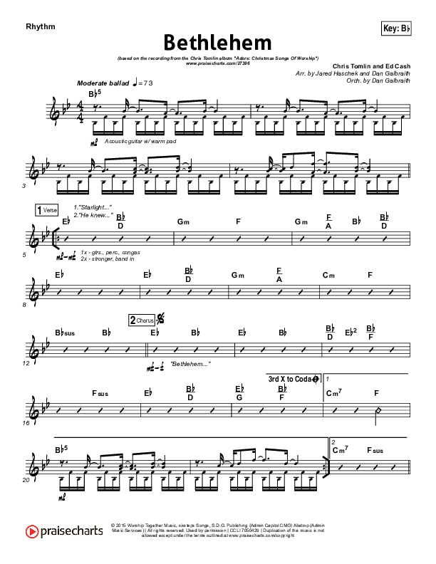 Bethlehem Rhythm Chart (Chris Tomlin)
