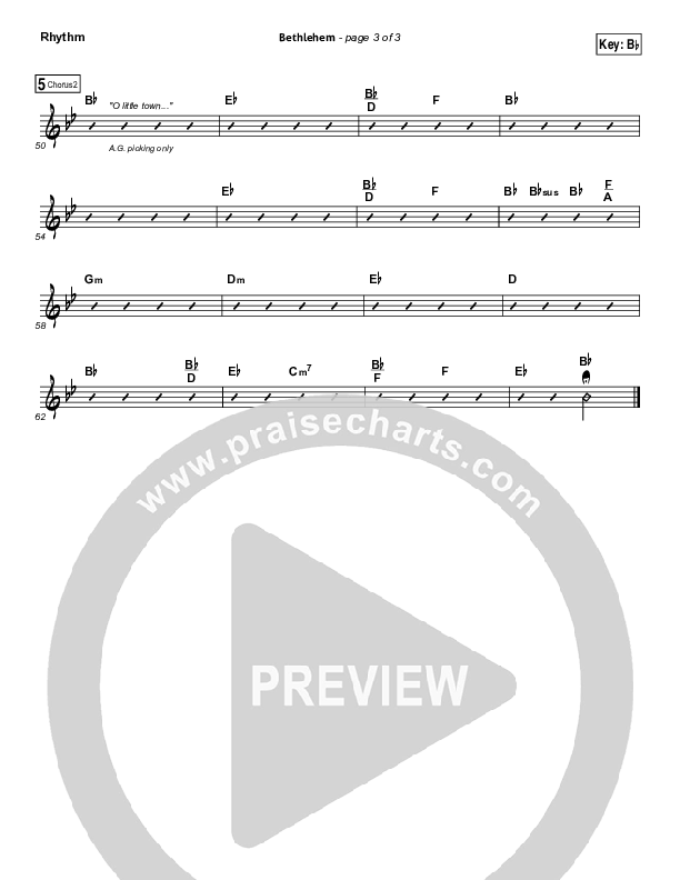 Bethlehem Rhythm Chart (Chris Tomlin)