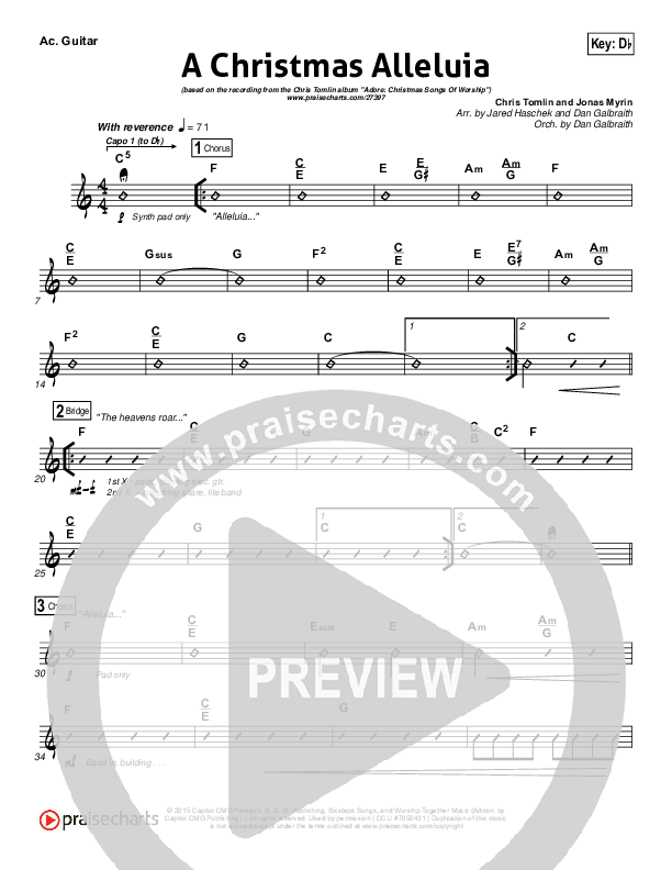 A Christmas Alleluia Acoustic Guitar (Chris Tomlin / Lauren Daigle / Leslie Jordan)