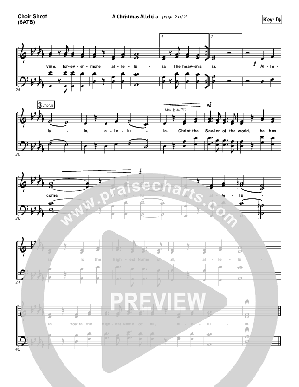 A Christmas Alleluia Choir Sheet (SATB) (Chris Tomlin / Lauren Daigle / Leslie Jordan)