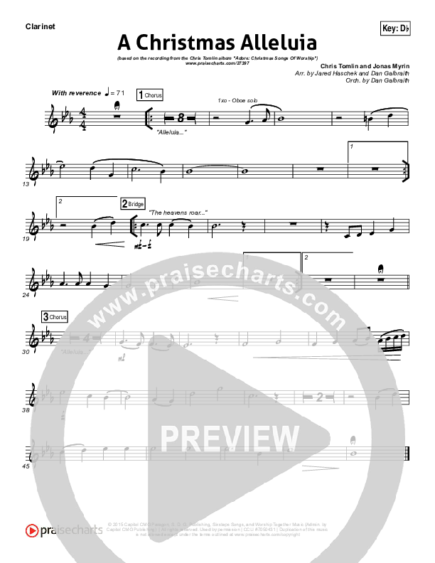 A Christmas Alleluia Clarinet (Chris Tomlin / Lauren Daigle / Leslie Jordan)