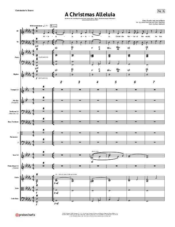 A Christmas Alleluia Conductor's Score (Chris Tomlin / Lauren Daigle / Leslie Jordan)
