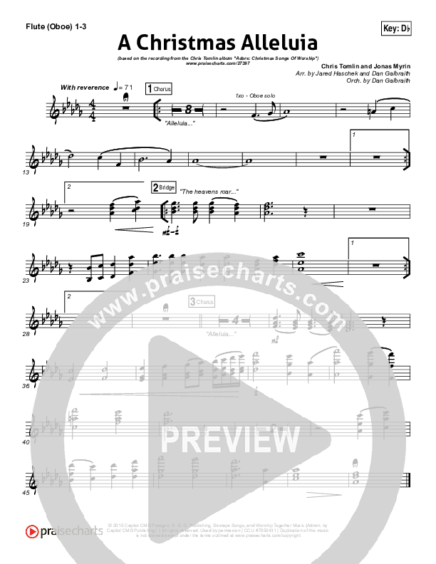A Christmas Alleluia Flute/Oboe 1/2/3 (Chris Tomlin / Lauren Daigle / Leslie Jordan)