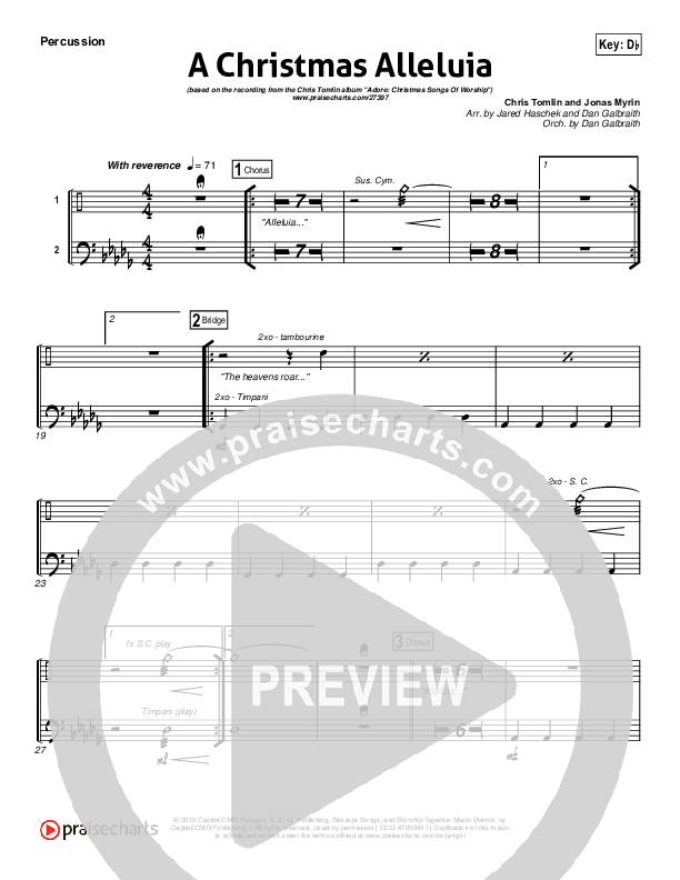 A Christmas Alleluia Percussion (Chris Tomlin / Lauren Daigle / Leslie Jordan)