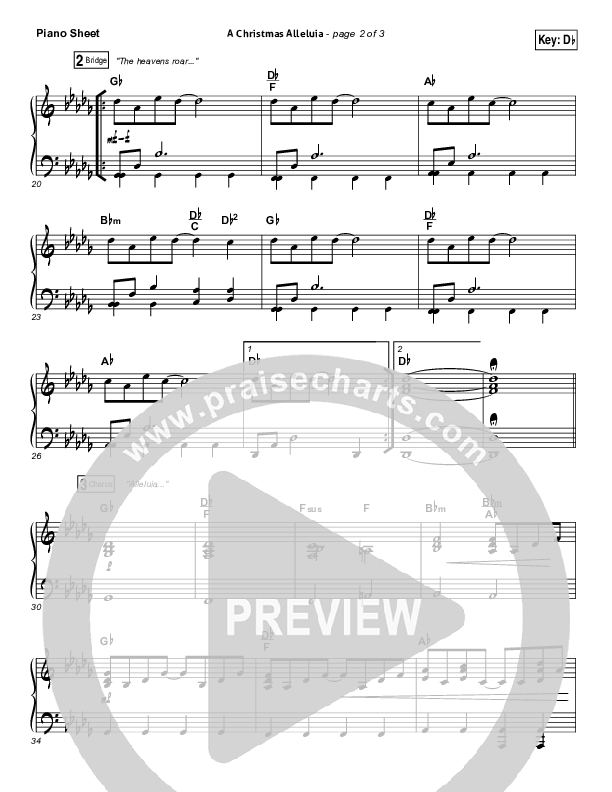 A Christmas Alleluia Piano Sheet (Chris Tomlin / Lauren Daigle / Leslie Jordan)