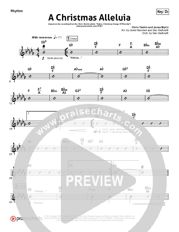 A Christmas Alleluia Rhythm Chart (Chris Tomlin / Lauren Daigle / Leslie Jordan)