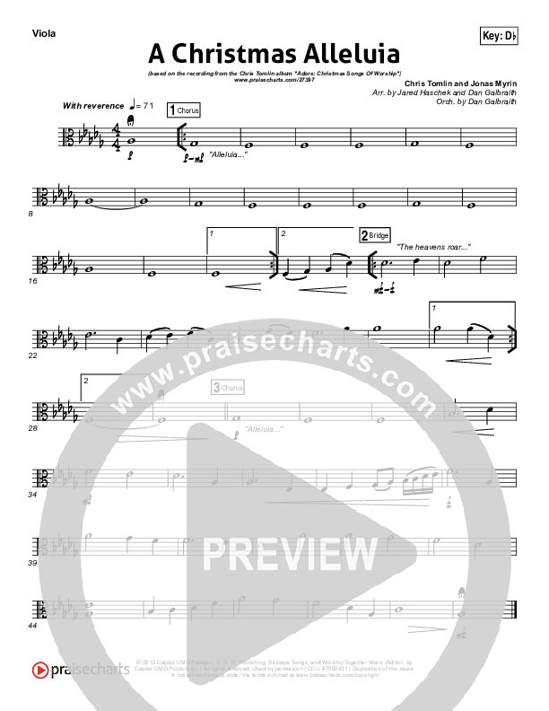 A Christmas Alleluia Viola (Chris Tomlin / Lauren Daigle / Leslie Jordan)