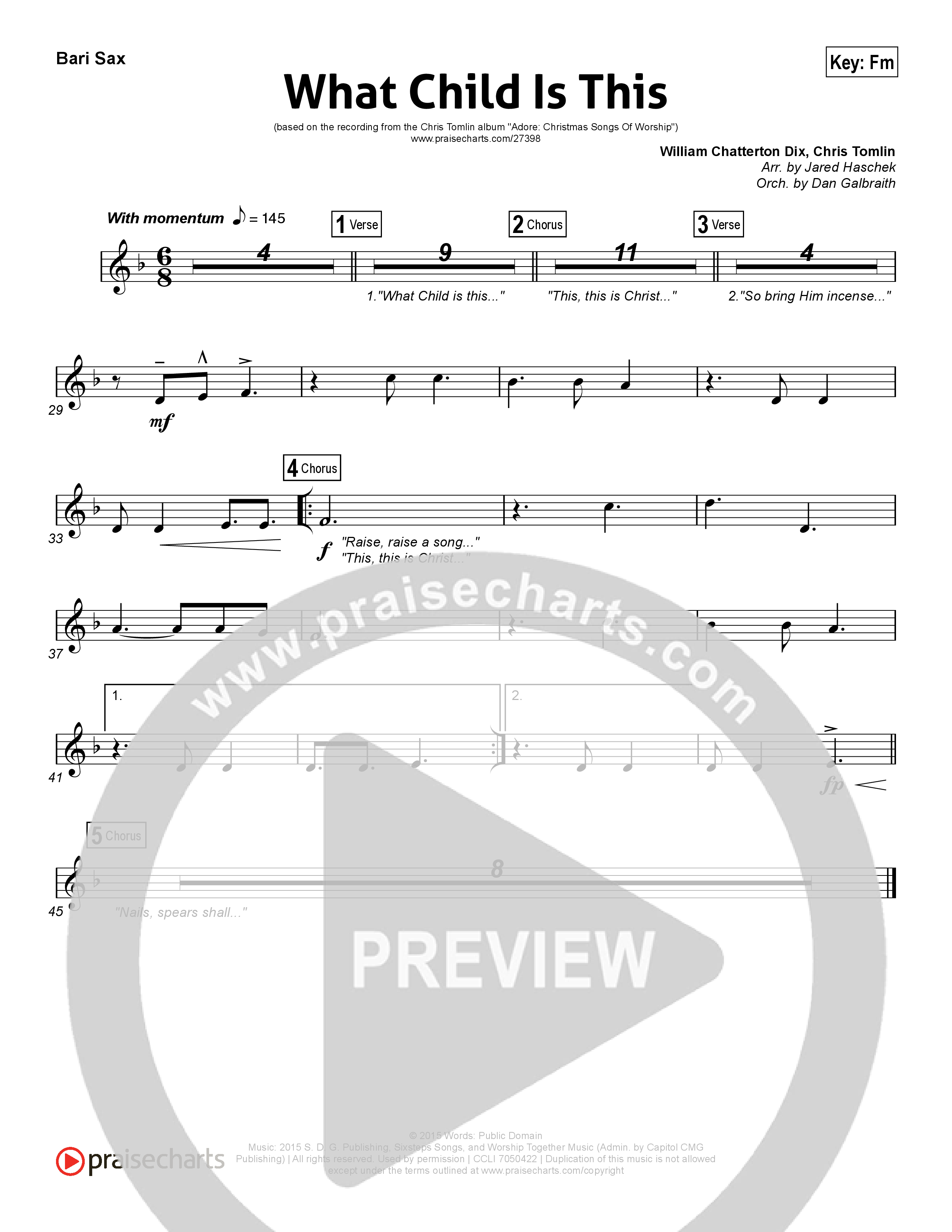 What Child Is This Bari Sax (Chris Tomlin / All Sons & Daughters)