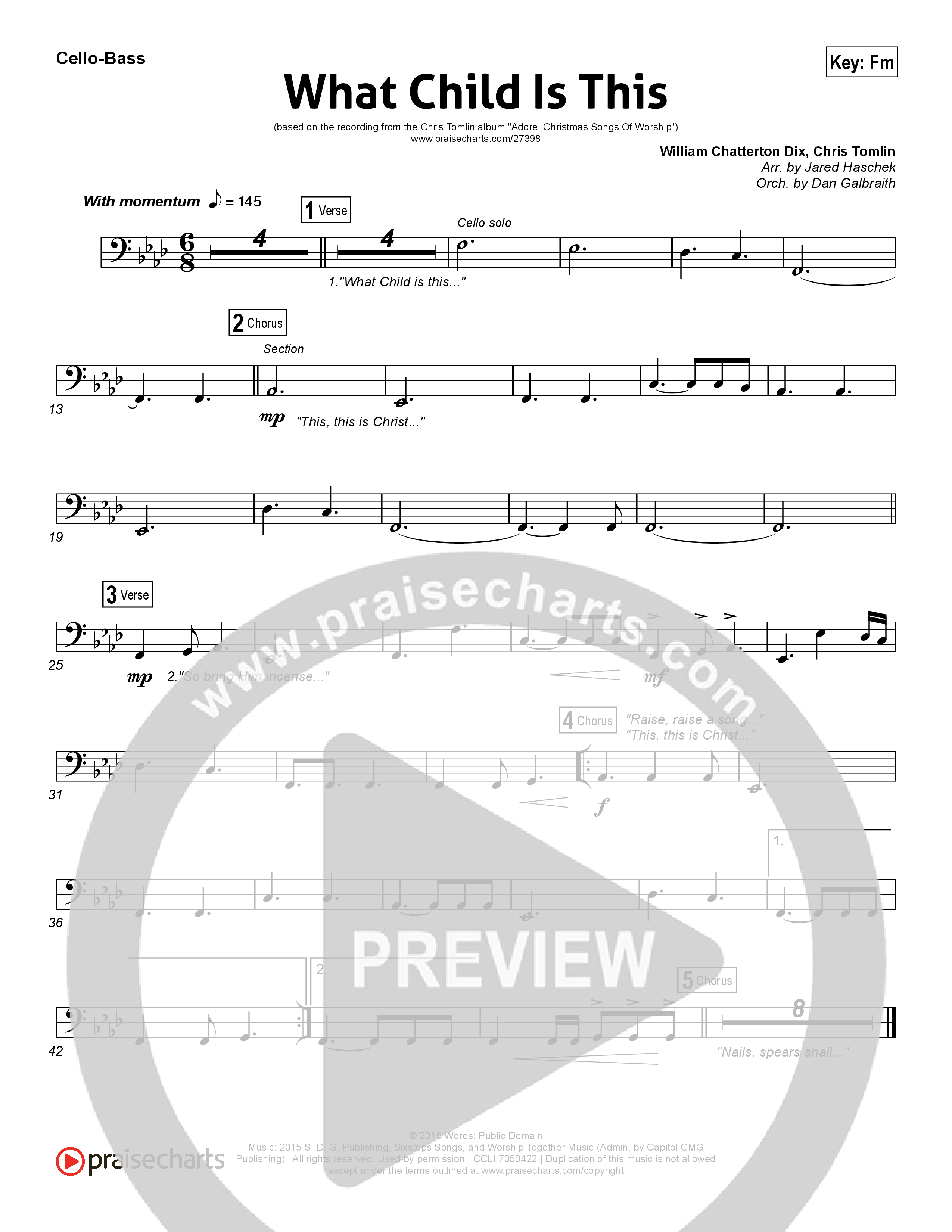 What Child Is This Cello/Bass (Chris Tomlin / All Sons & Daughters)