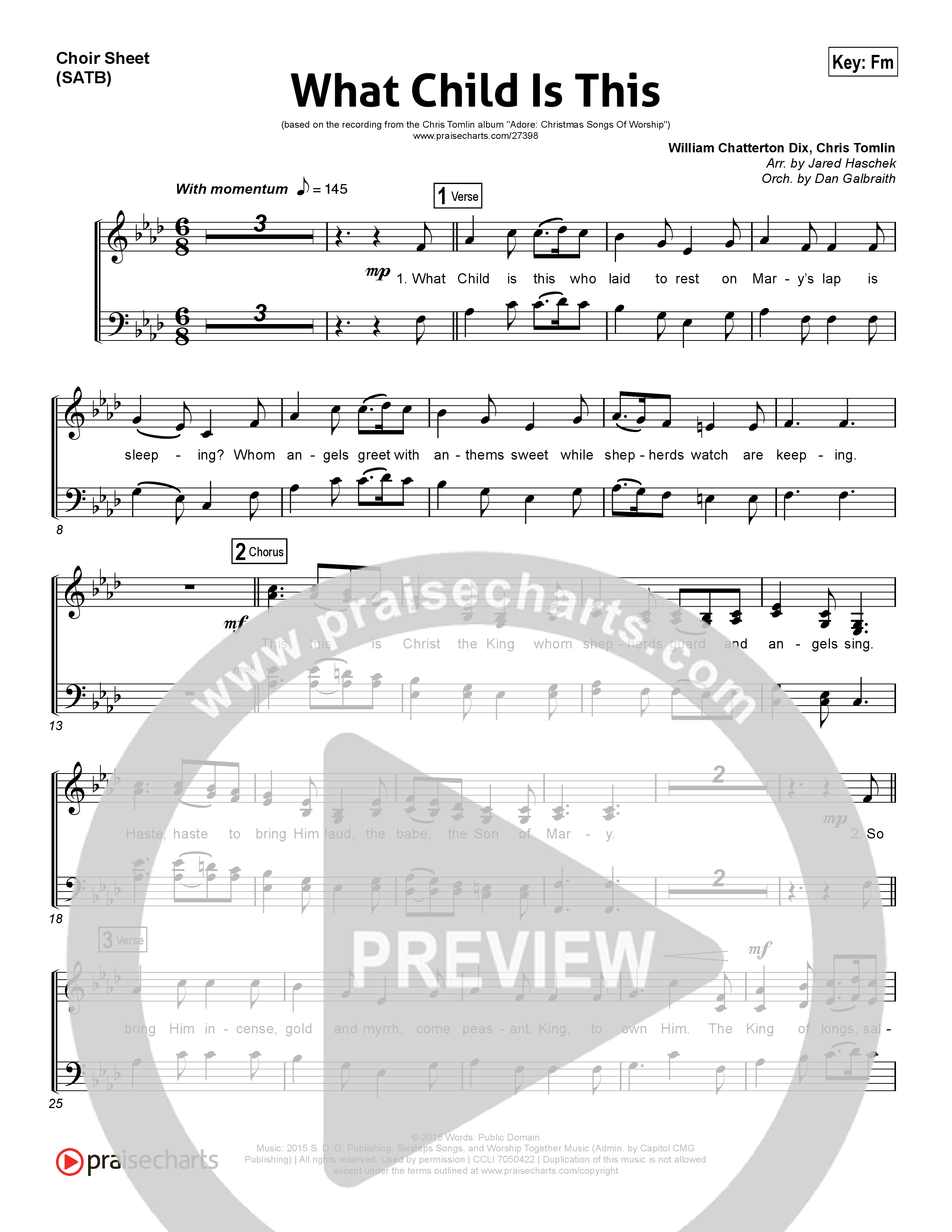 What Child Is This Choir Vocals (SATB) (Chris Tomlin / All Sons & Daughters)