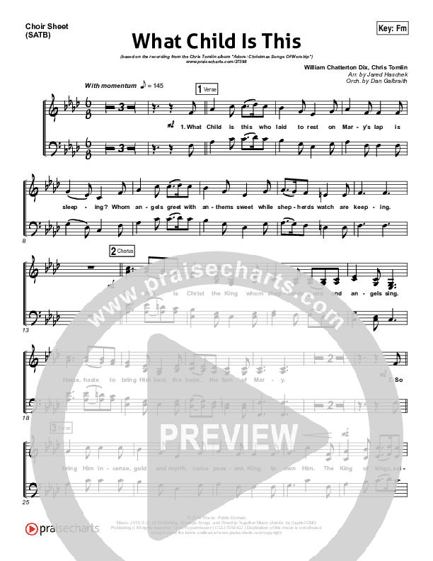 What Child Is This Choir Sheet (SATB) (Chris Tomlin / All Sons & Daughters)