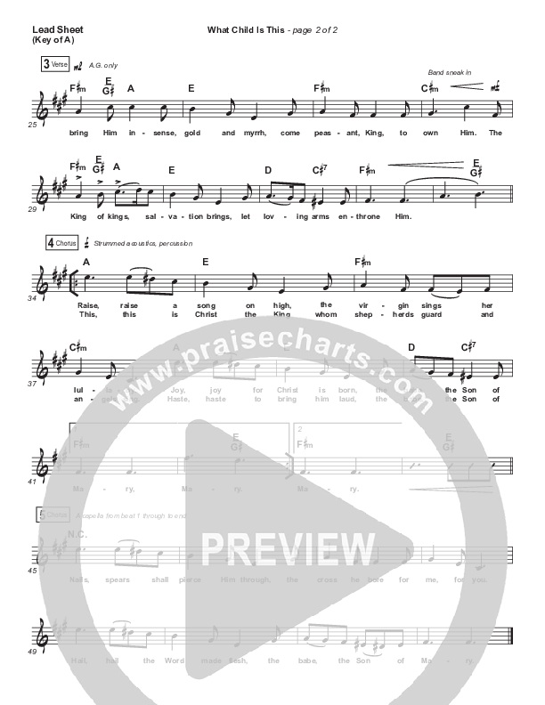 What Child Is This Lead Sheet (Melody) (Chris Tomlin / All Sons & Daughters)