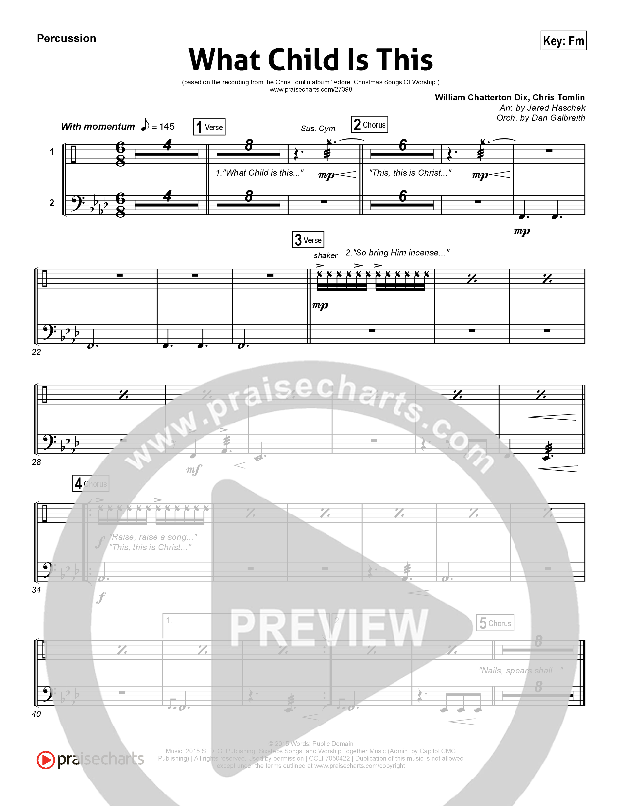 What Child Is This Percussion (Chris Tomlin / All Sons & Daughters)