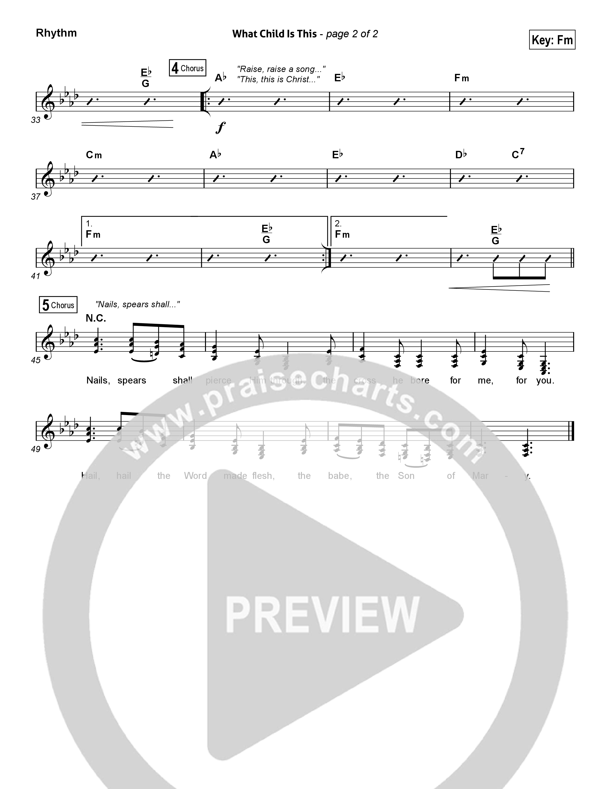 What Child Is This Rhythm Chart (Chris Tomlin / All Sons & Daughters)