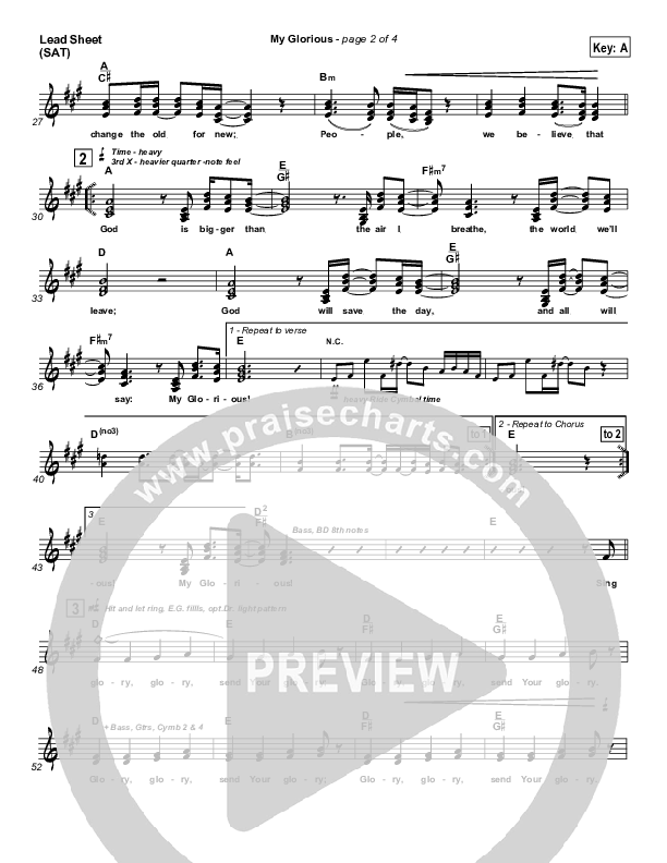 My Glorious Lead Sheet (Newsong)