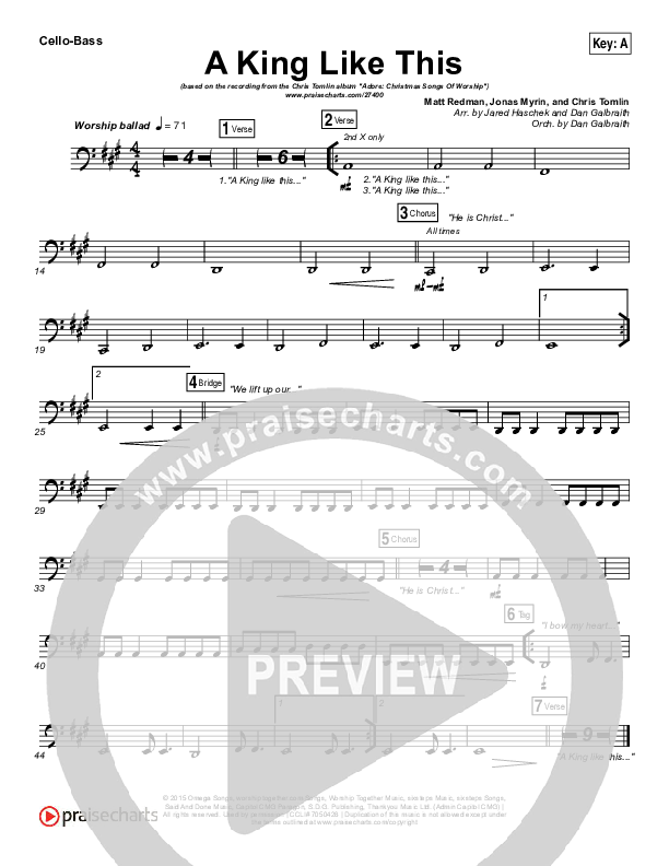 A King Like This Cello/Bass (Chris Tomlin)