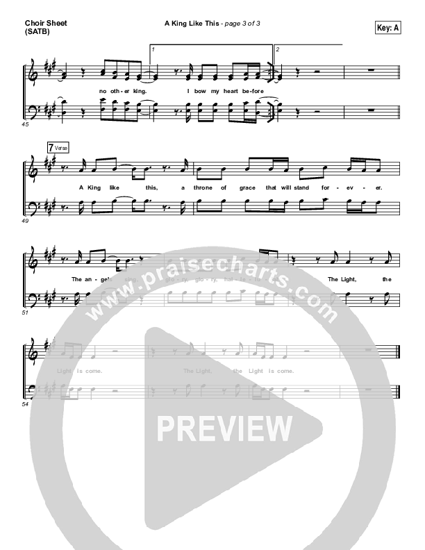 A King Like This Choir Vocals (SATB) (Chris Tomlin)