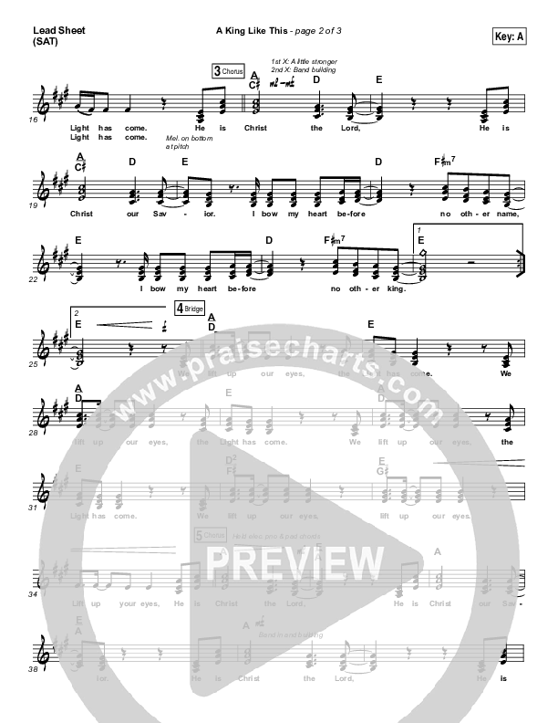 A King Like This Lead Sheet (SAT) (Chris Tomlin)
