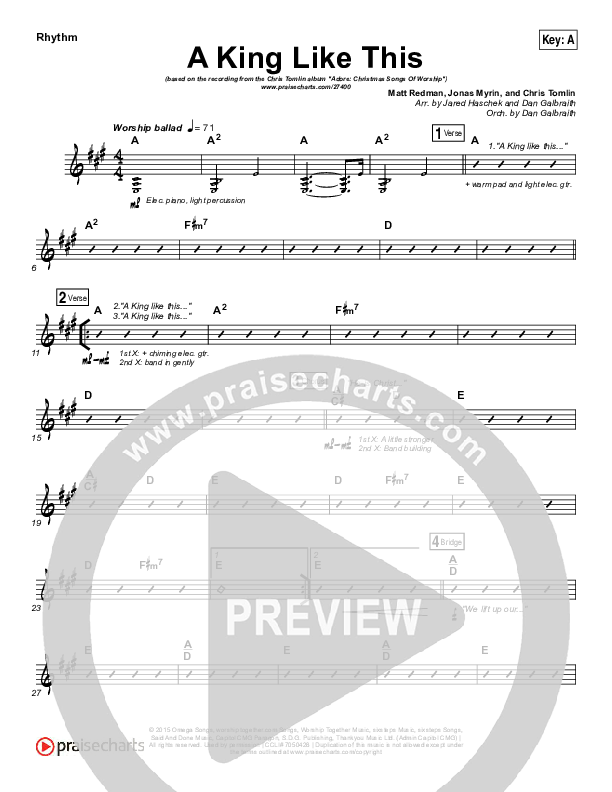 A King Like This Rhythm Chart (Chris Tomlin)