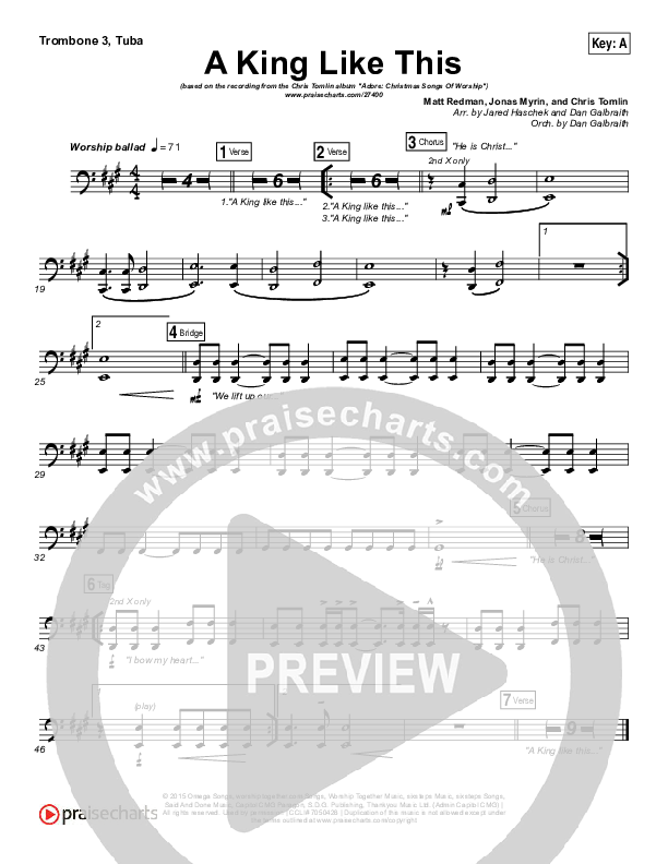 A King Like This Trombone 3/Tuba (Chris Tomlin)