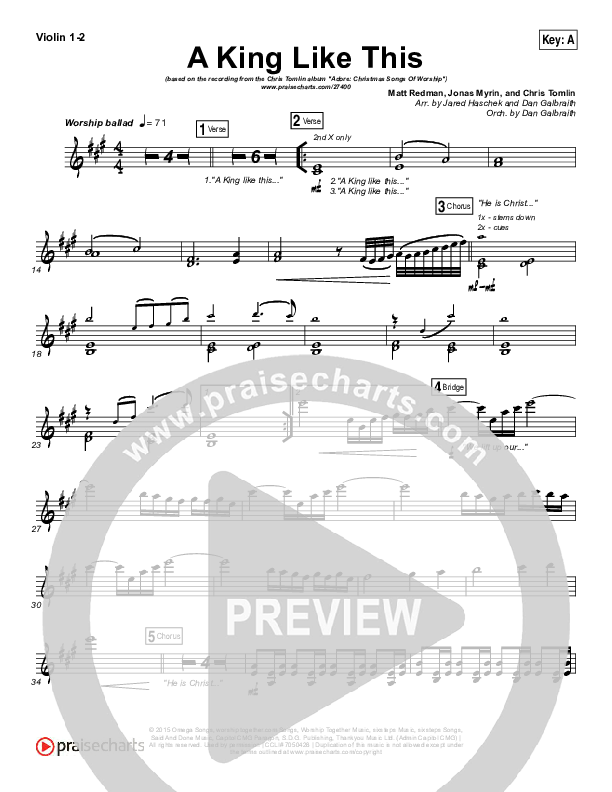 A King Like This Violin 1/2 (Chris Tomlin)