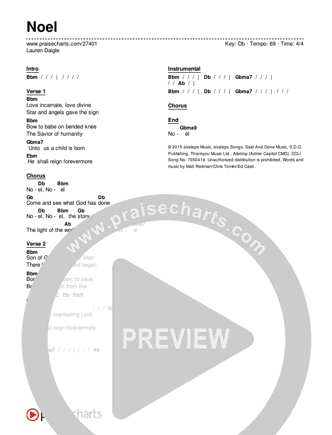 Noel Chords & Lyrics (Lauren Daigle)