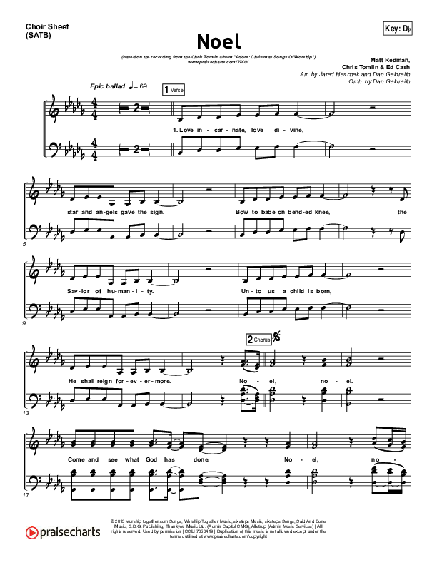 Noel Choir Sheet (SATB) (Lauren Daigle)