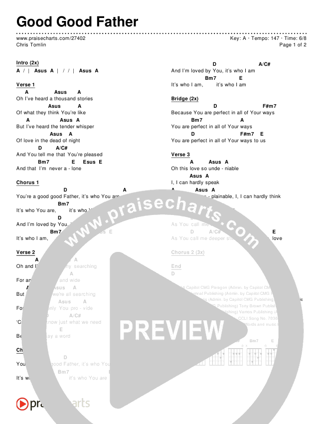 Good Good Father Praise Charts