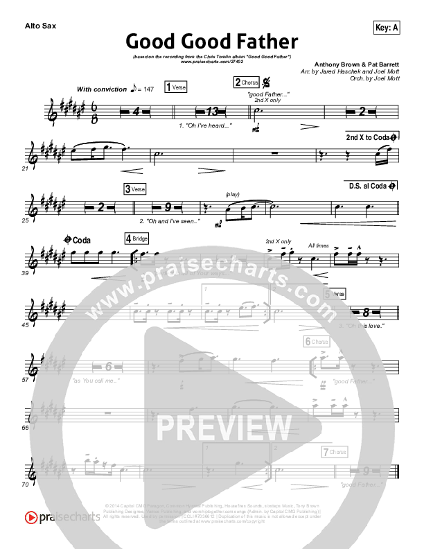 Good Good Father Alto Sax (Chris Tomlin)