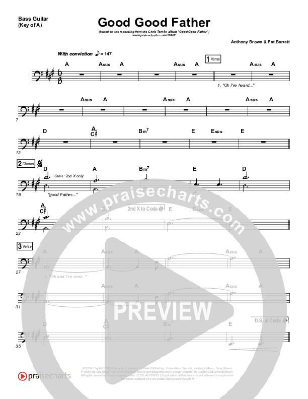 Good Good Father Bass Guitar (Chris Tomlin)