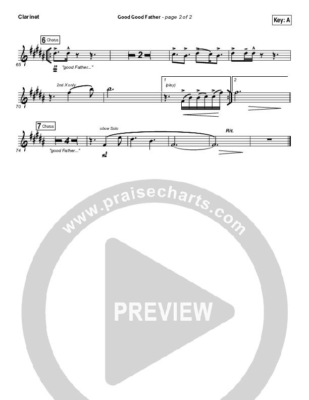 Good Good Father Clarinet (Chris Tomlin)