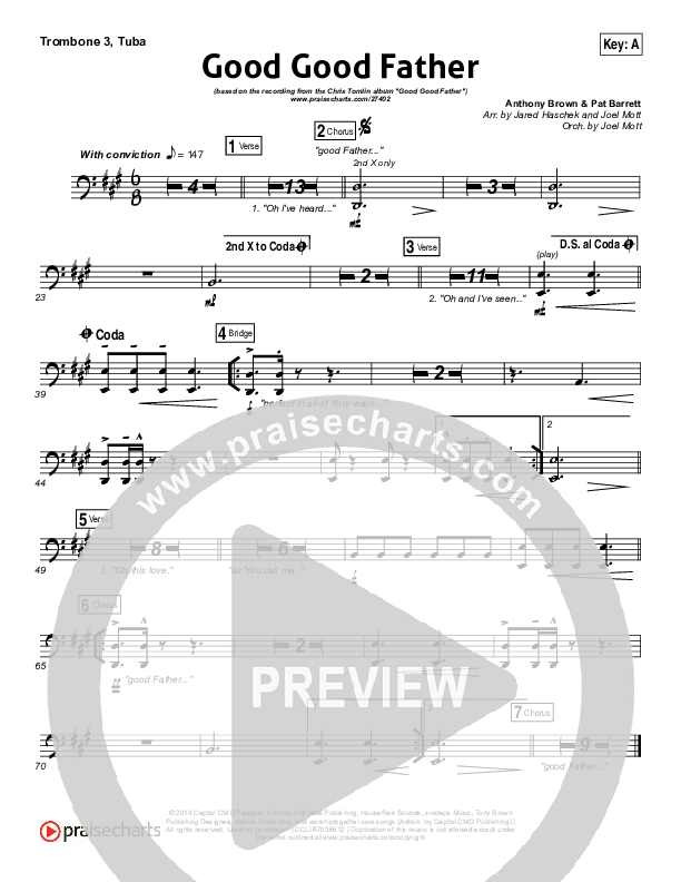 Good Good Father Trombone 3/Tuba (Chris Tomlin)
