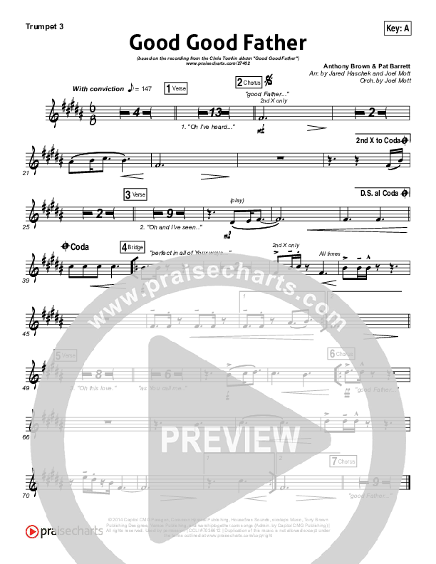 Good Good Father Trumpet 3 (Chris Tomlin)