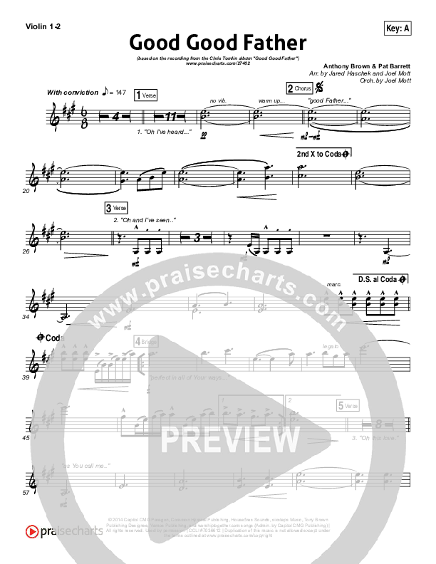 Good Good Father Violin 1/2 (Chris Tomlin)