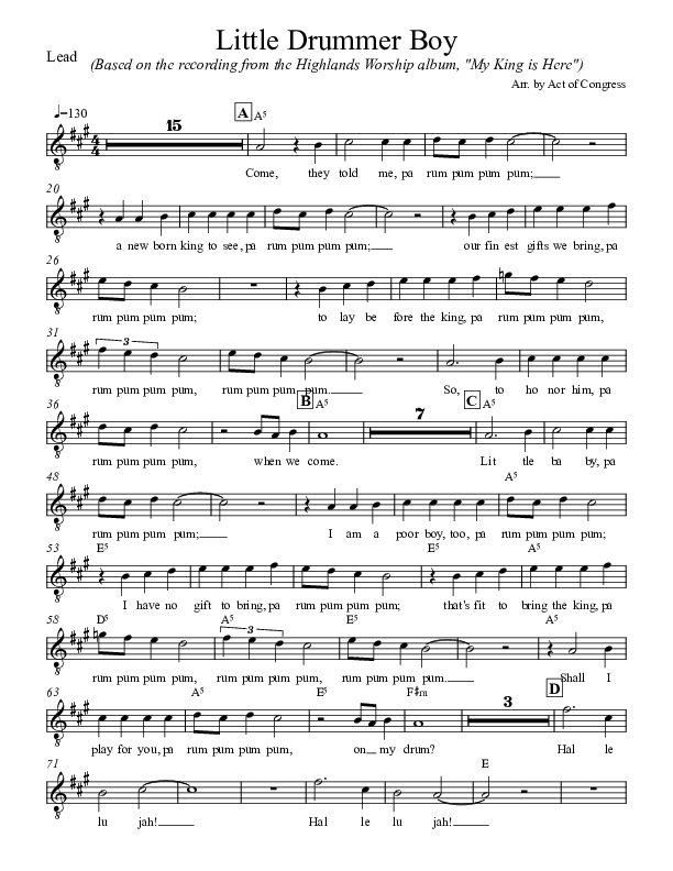 Little Drummer Boy Lead Sheet (Highlands Worship)