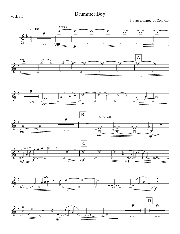 Little Drummer Boy Violin 1 (Highlands Worship)