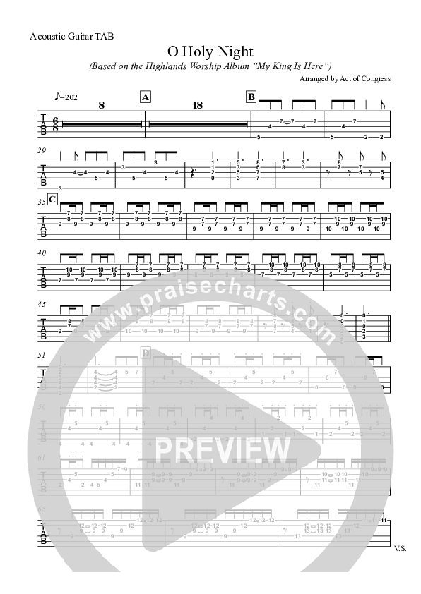 O Holy Night Guitar Tab (Highlands Worship)