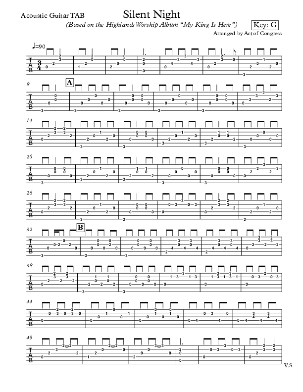 Silent Night Guitar Tab (Highlands Worship)