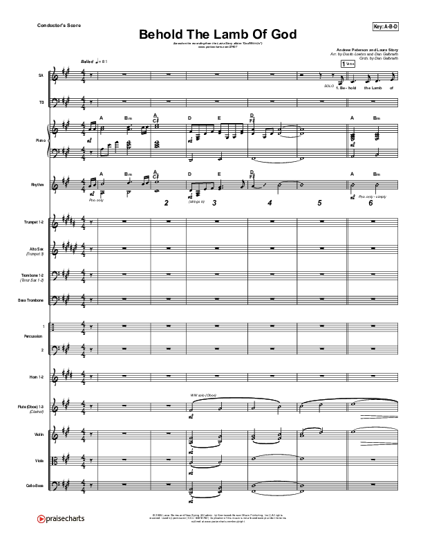 Behold The Lamb Of God Conductor's Score (Laura Story / Brandon Heath)