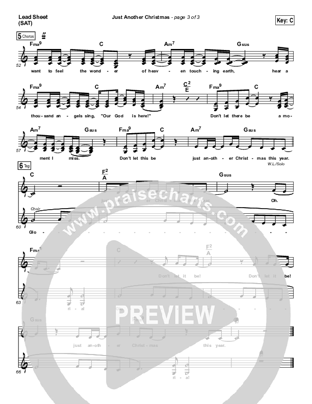 Just Another Christmas Lead Sheet (SAT) (Laura Story)