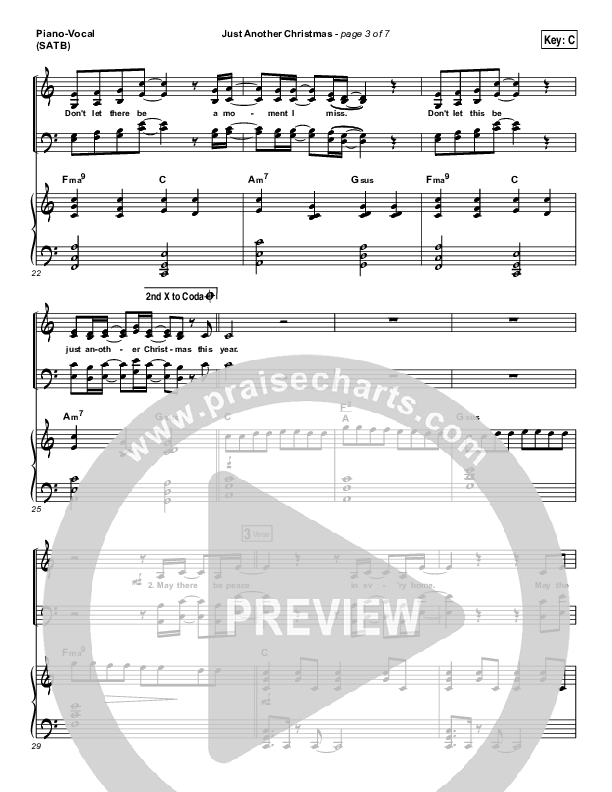 Just Another Christmas Piano/Vocal (SATB) (Laura Story)