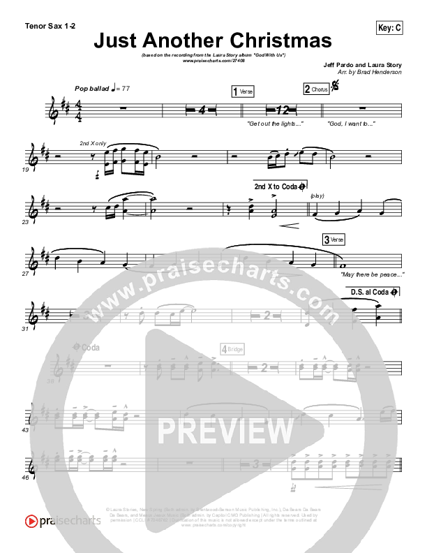 Just Another Christmas Tenor Sax 1/2 (Laura Story)