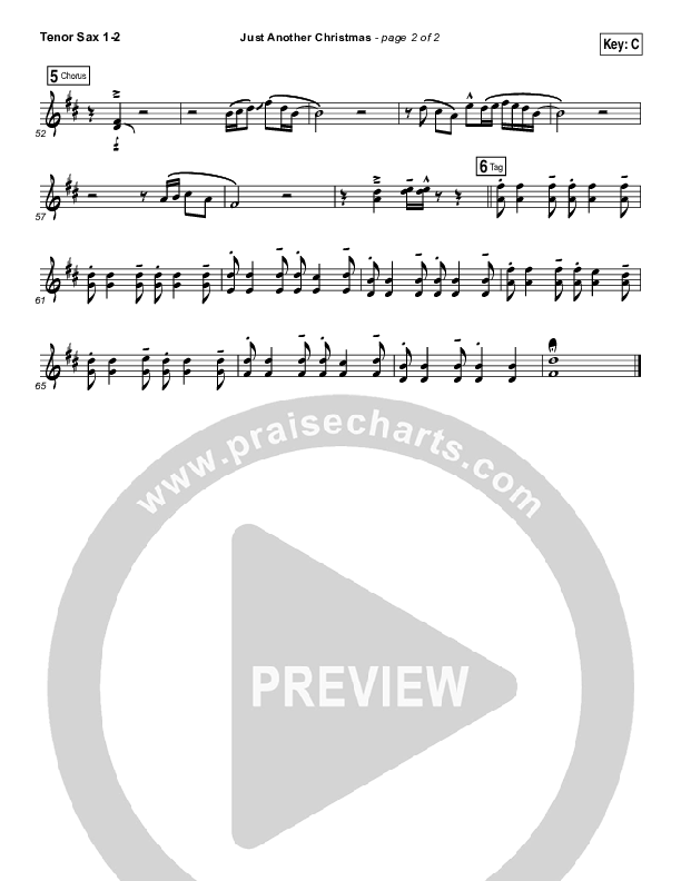 Just Another Christmas Tenor Sax 1/2 (Laura Story)