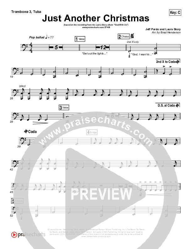 Just Another Christmas Trombone 3/Tuba (Laura Story)