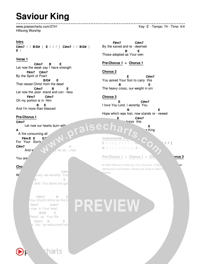 Saviour King Chords & Lyrics (Hillsong Worship)