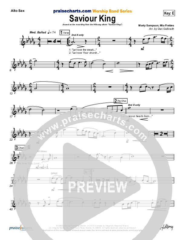 Saviour King Alto Sax (Hillsong Worship)