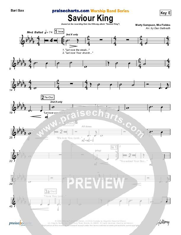 Saviour King Bari Sax (Hillsong Worship)