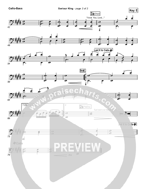 Saviour King Cello/Bass (Hillsong Worship)