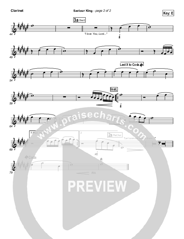 Saviour King Clarinet (Hillsong Worship)