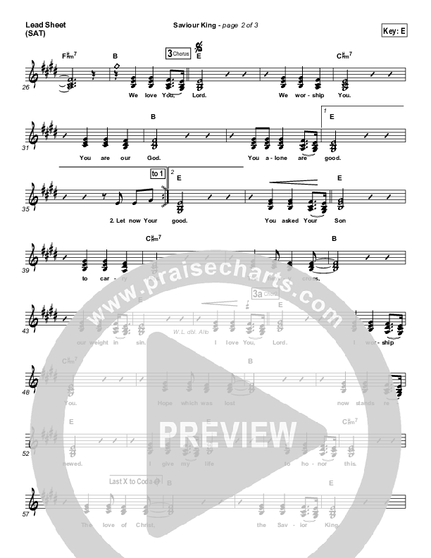 Saviour King Lead Sheet (Hillsong Worship)